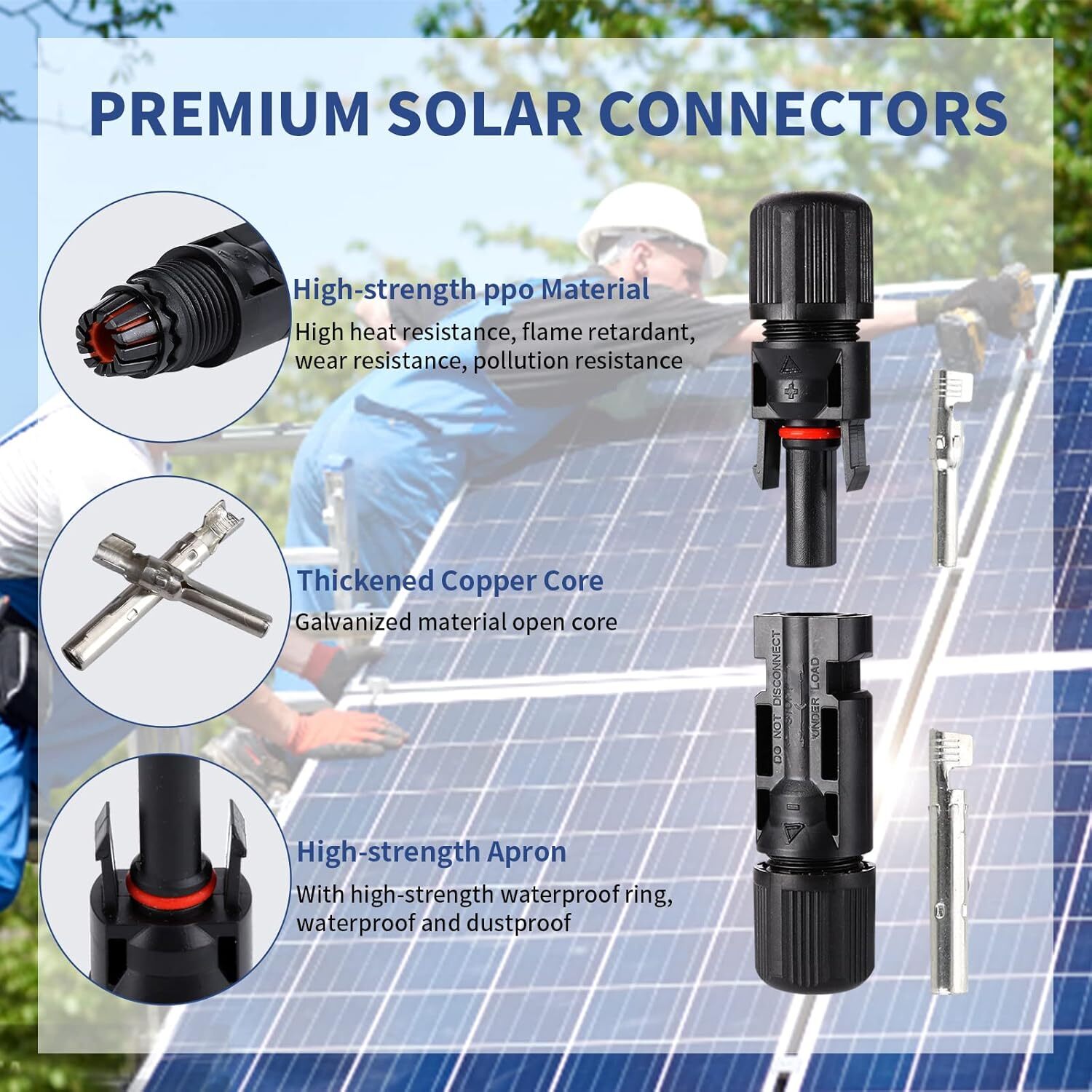 12 PCS Solar Connectors with Spanners Solar Panel Cable Connectors 6 Pair