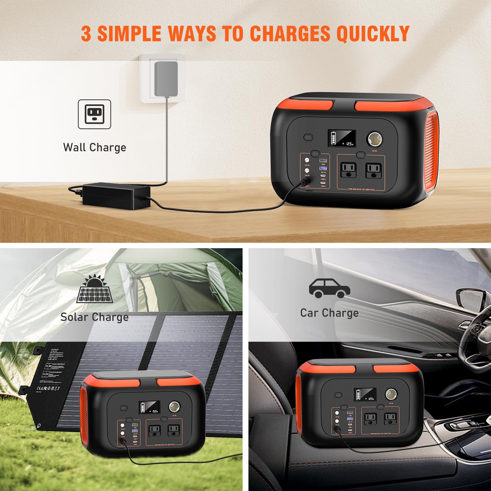 SinKeu Portable Power Station 600W, 296Wh/80000mAh Backup Lithium Battery Pac…