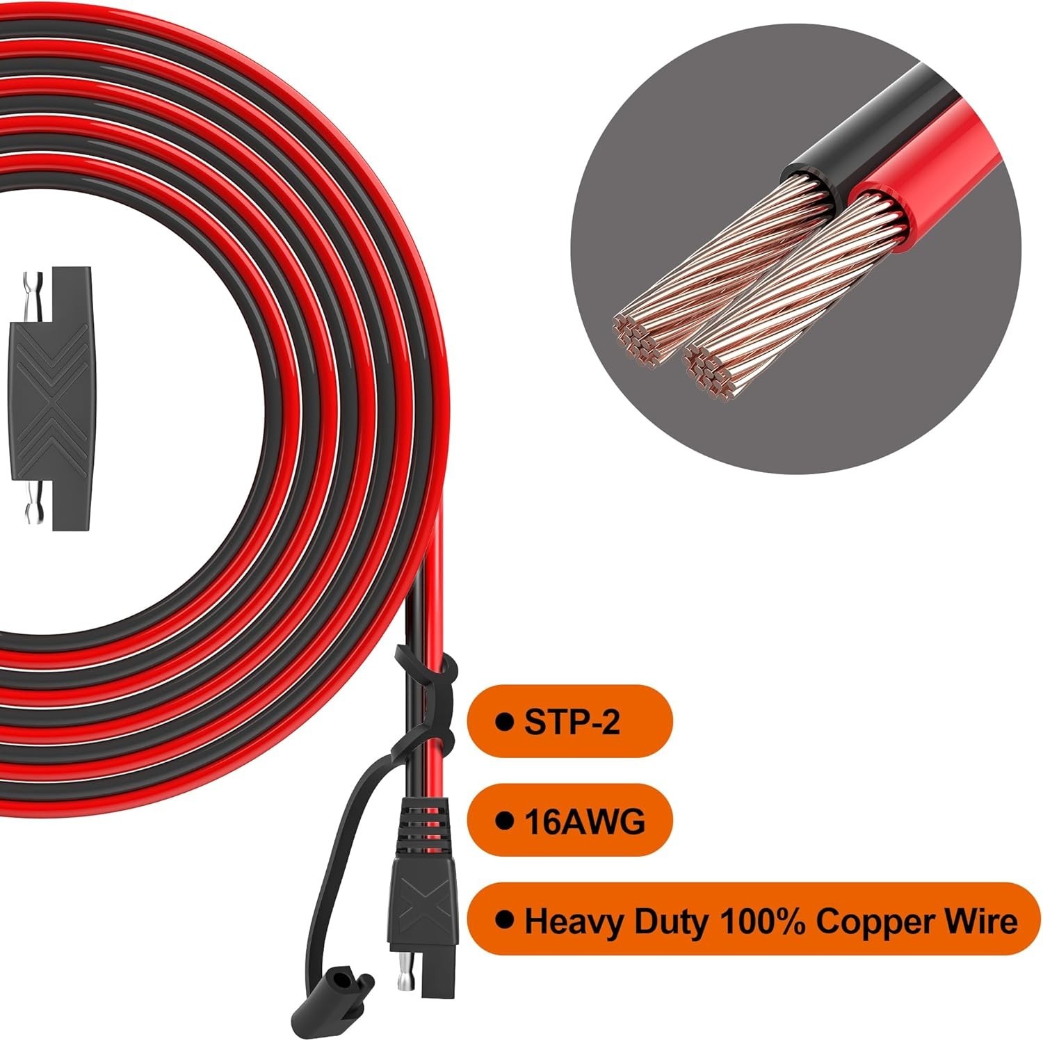 Cable de extensión de 7,6 m con conector de desconexión rápida, calibre 16 AWG,
