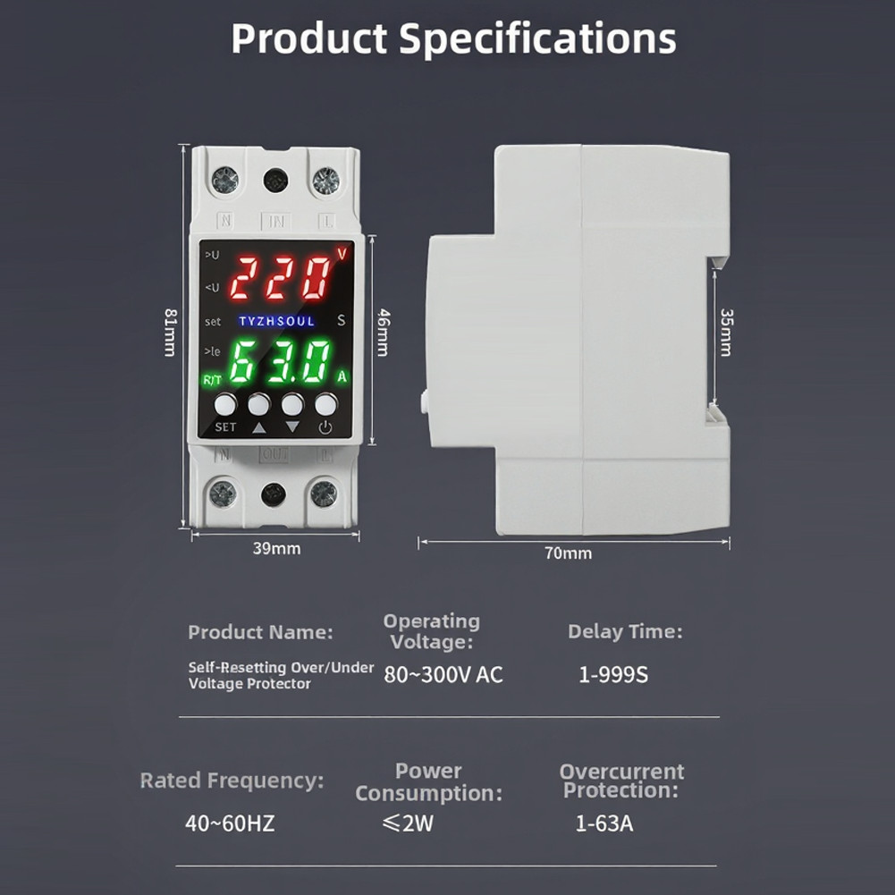 Flame Retardant Voltage Protector with Dual LCD Display AC80-300V Rating