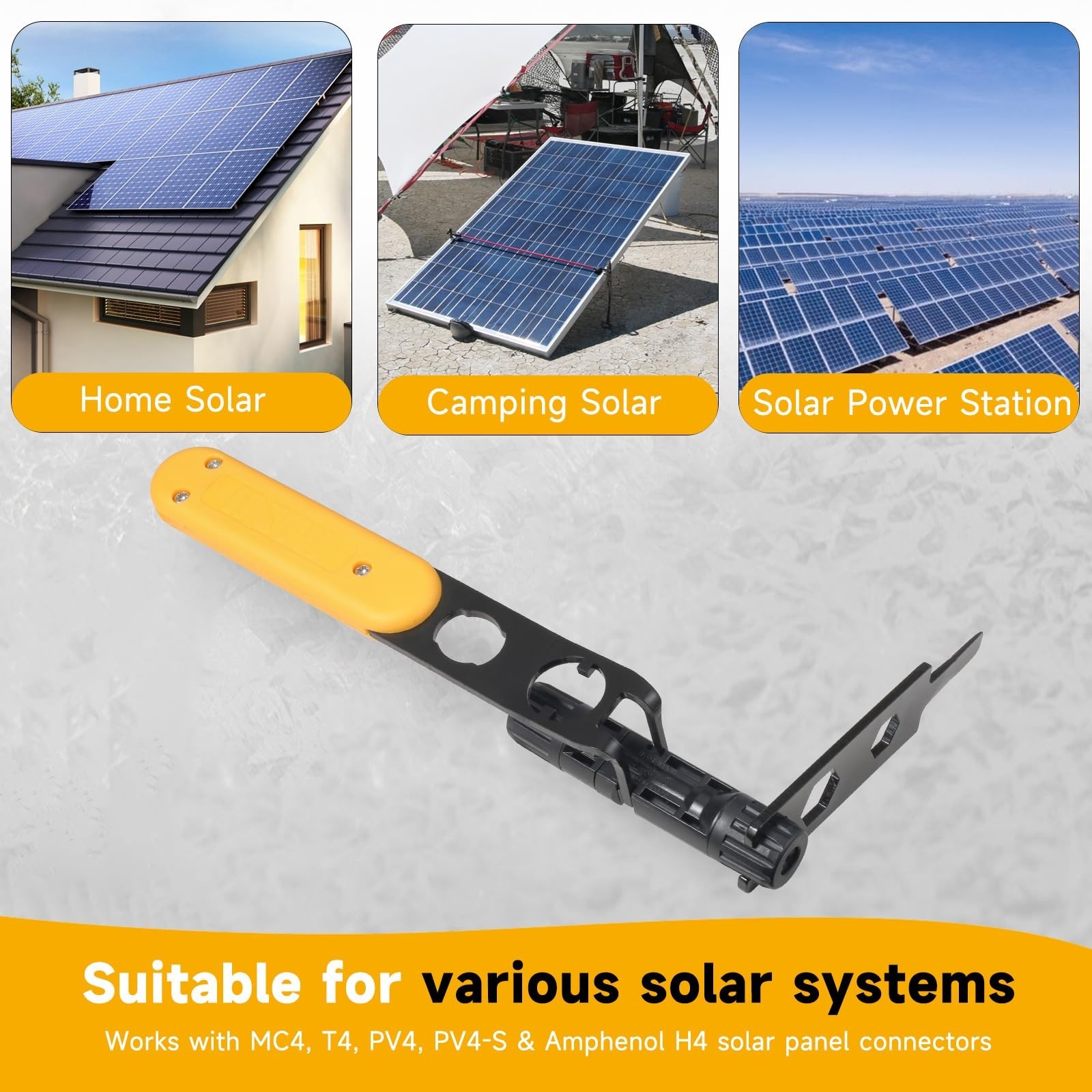 Universal MC4 Disconnect Tool – 6-in-1 Metal Wrench for Solar Connector Assembly