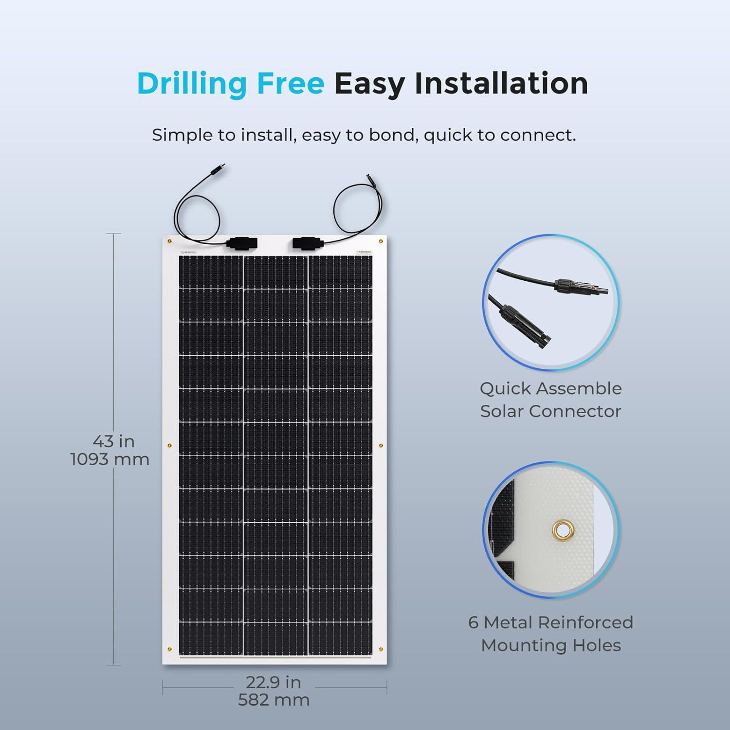 Flexible Solar Panel 100 Watt 12 Volt Monocrystalline Semi-Flexible Bendable Mon
