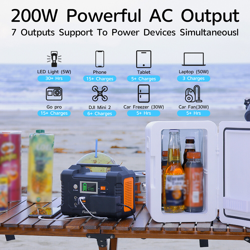 FlashFish 200W 151Wh Portable Power Station & 60W 18V Foldable Solar Panel A5M0