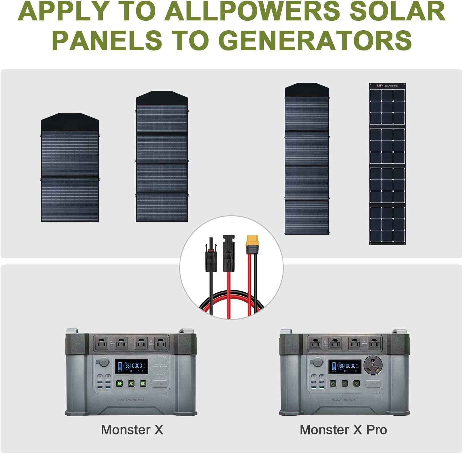ALLPOWERS Solar Cable to XT60 Power Stations – Heavy-Duty High Current Transfer