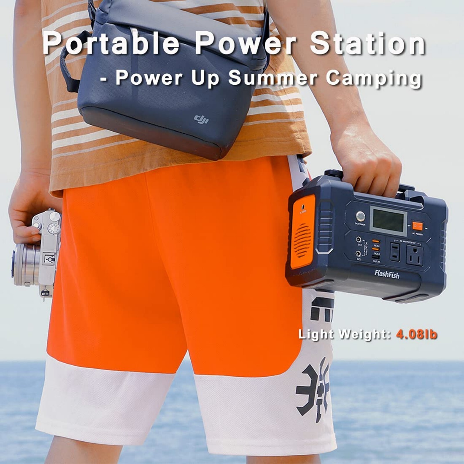 Flashfish Solar Generator 200W Portable Power Station + 60W Solar Panel Foldable