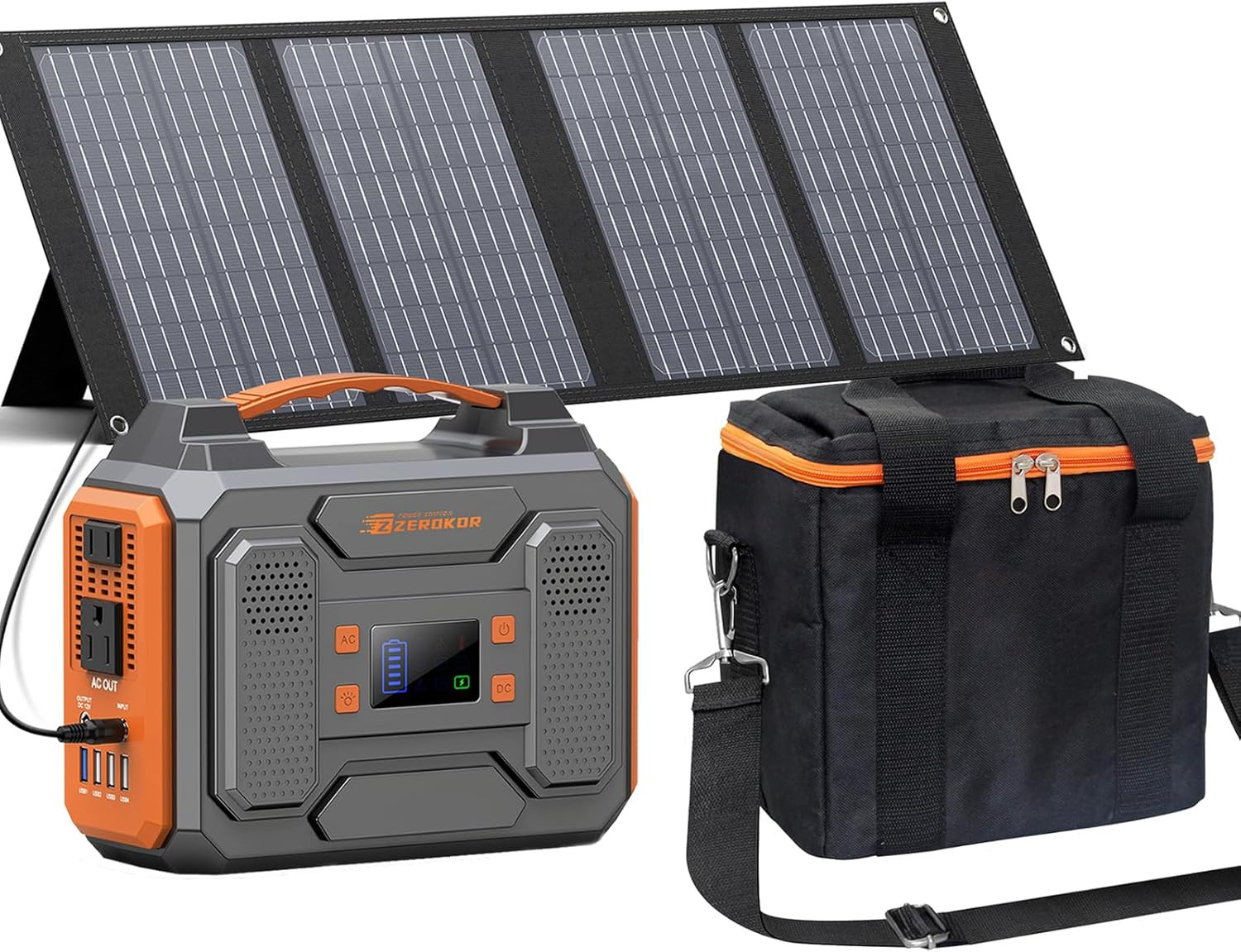 Portable Power Station with Solar Panel 40W, 300W Solar Generator with Panels, P