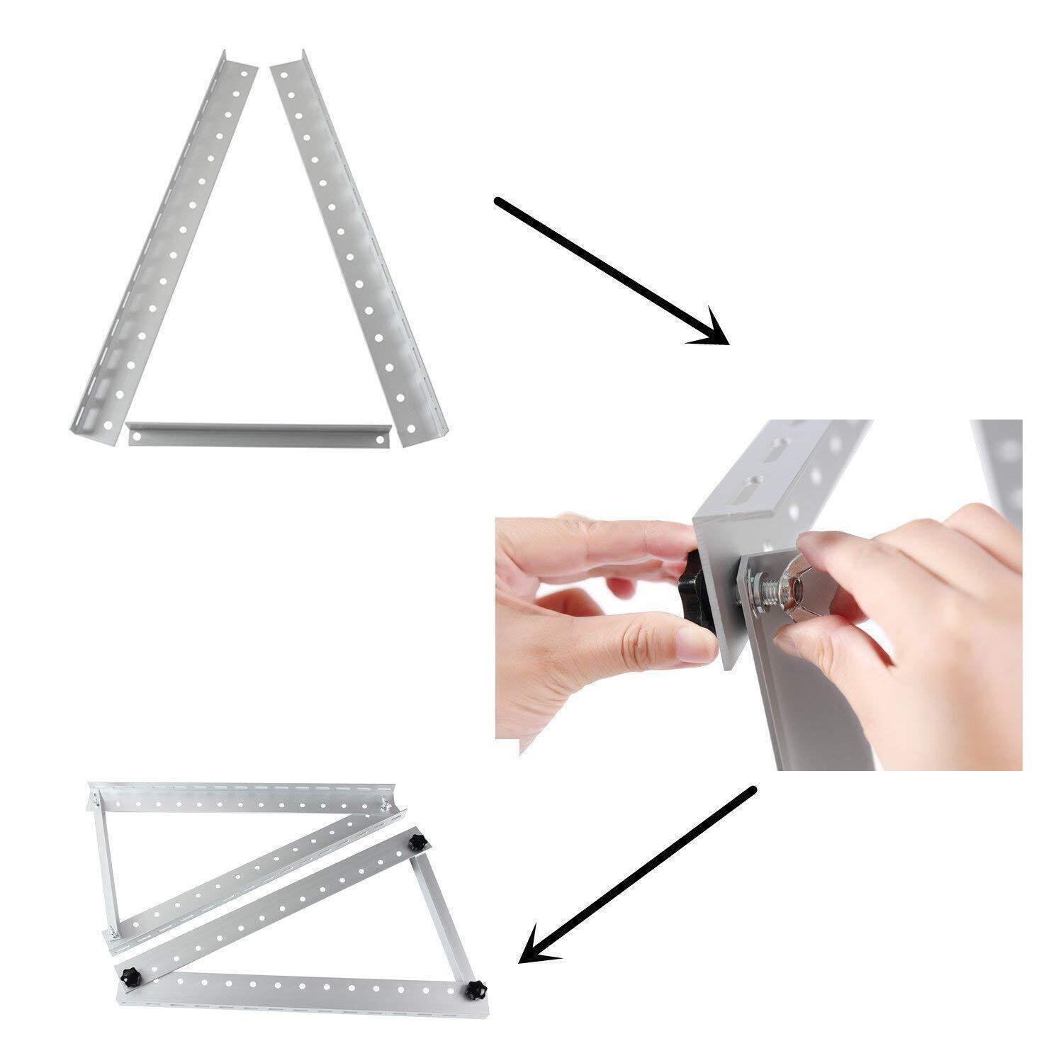 Solar Panel RV Tilt Mount Brackets Roof Flat Surface Adjustable Frame (45/47in）