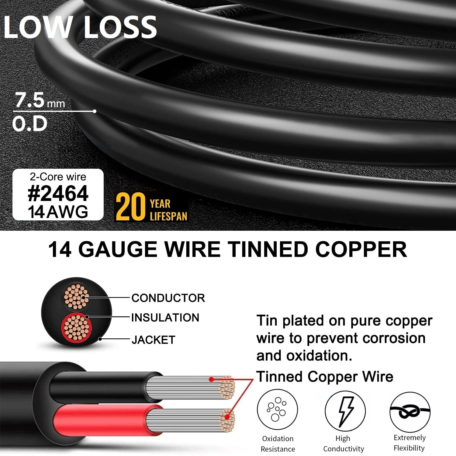 Extension Cable 30Ft 14AWG 8mm DC Plug for Jackery Explorer