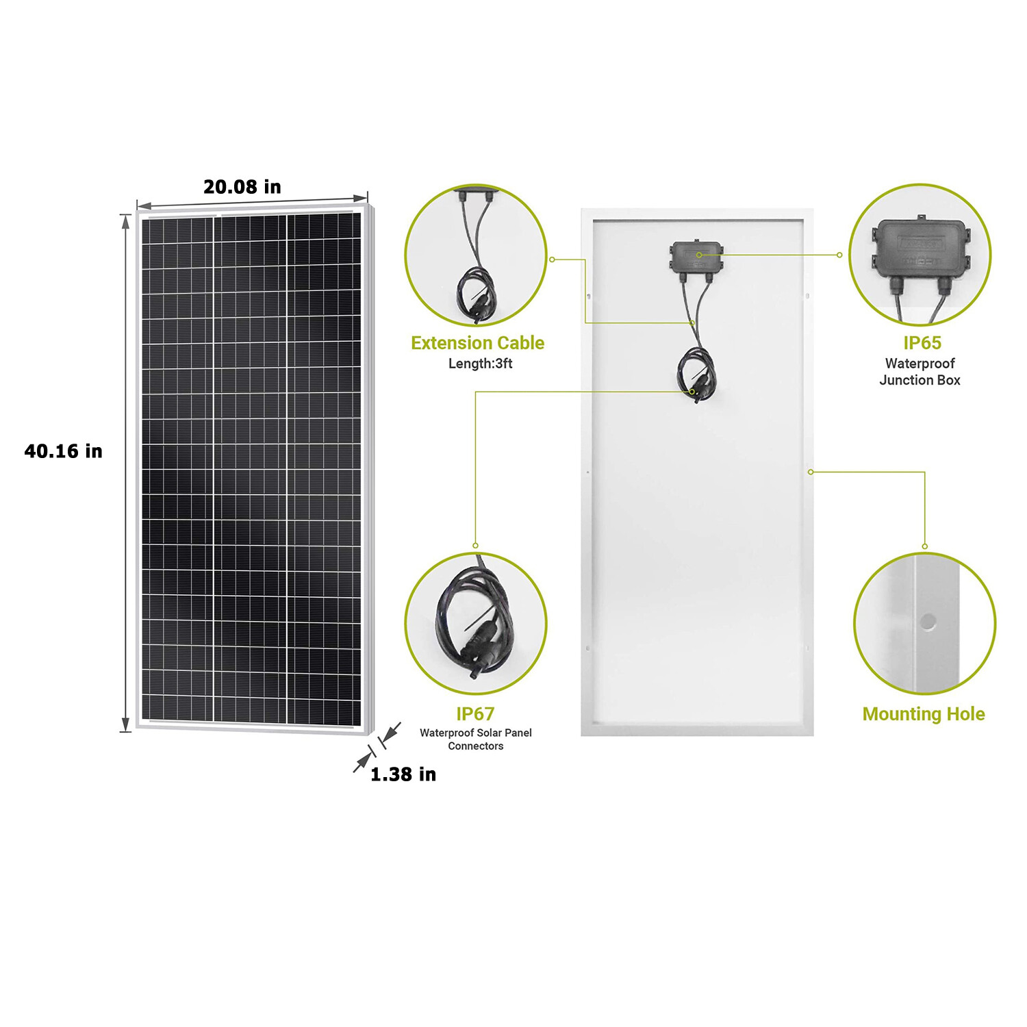 ***100W x6 = 600W 12V Monocrystalline Solar Panel for RV, Cabin, Solar Project**