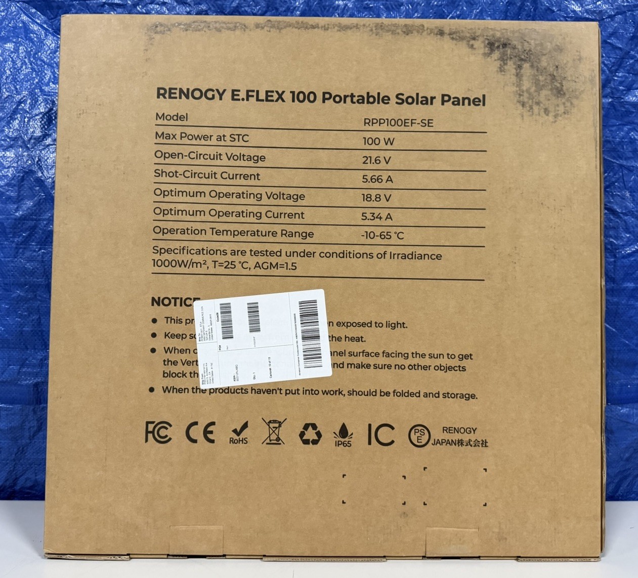 Renogy E.Flex-CORE 100W Portable Solar Panel, IP65 Solar Charger For Camping RV