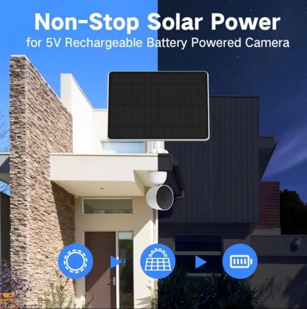 2 Pack 5W Solar Panel for Google Nest Cam Outdoor or Indoor, Battery NEW