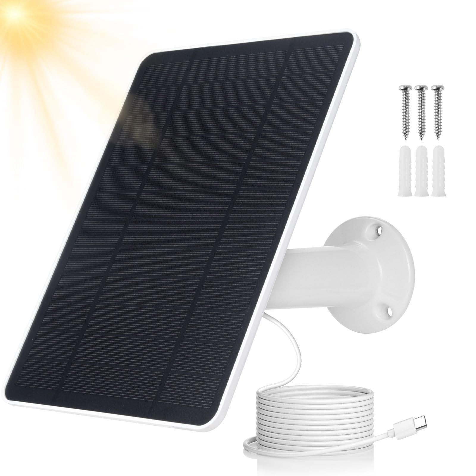 USB Solar Panel for Ring Camera – Type-C Solar Panel Charger 5v 6w with 10ft …