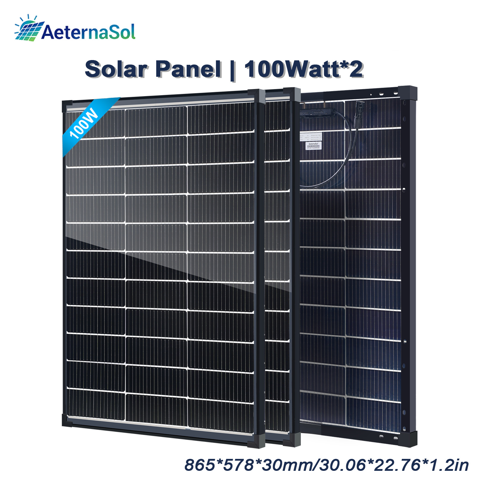200W Bifacial Solar Panel (100W*2)N-Type Mono 18V PV Home RV Off Grid Battery US