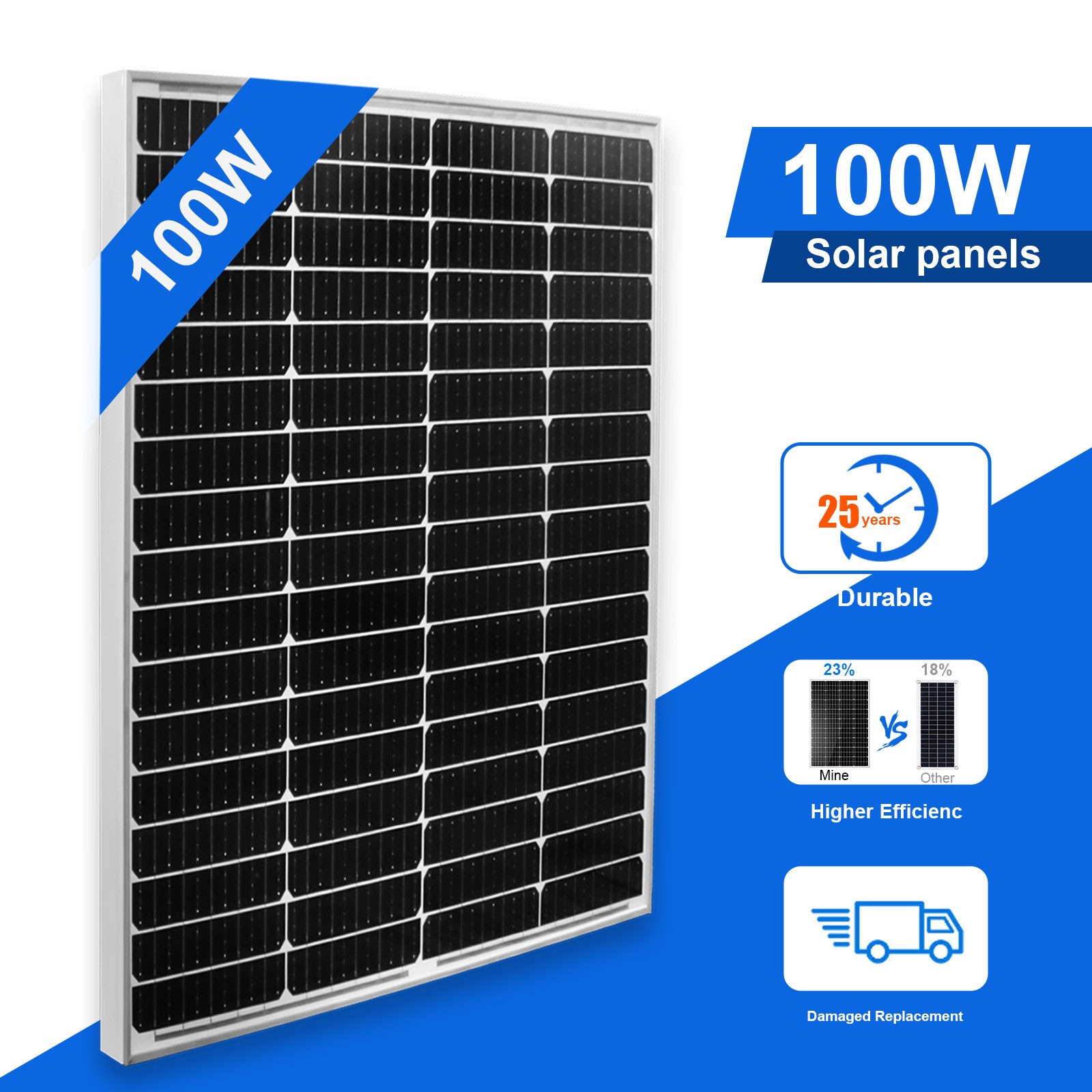 NEW Solar Panel 1200W Watt Monocrystalline PV Power 12V For Home RV Marine US