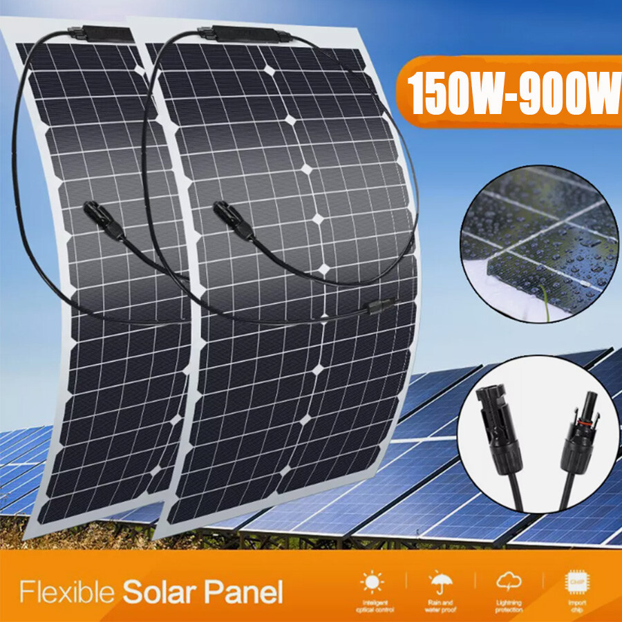 150W-900W Full Complete Solar Panel + Monocrystalline Home RV Off-Grid Solar Kit