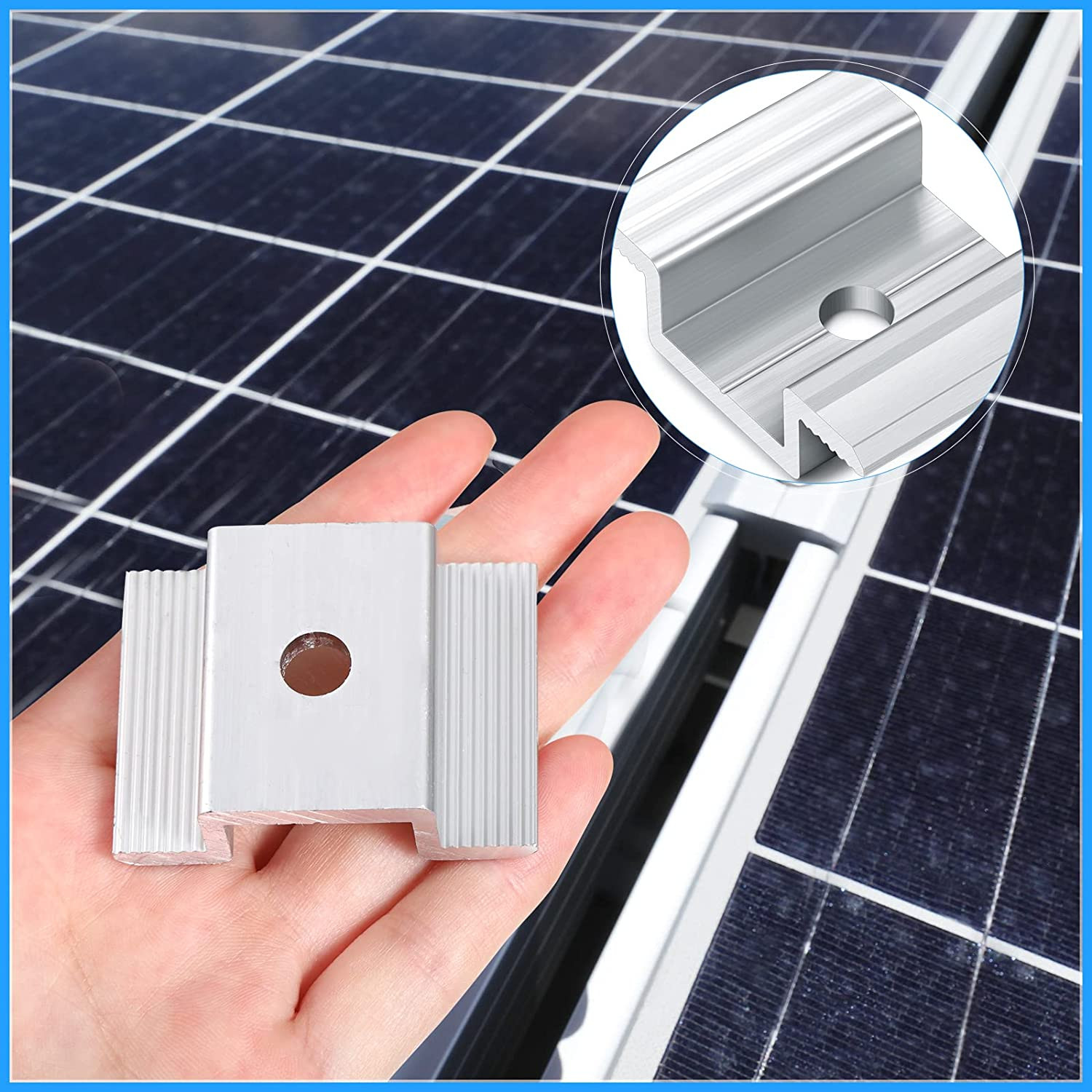 Solar Panel Mid Clamps Mount Bracket 1.06″ Aluminium Mounting Accessories 12 PCS