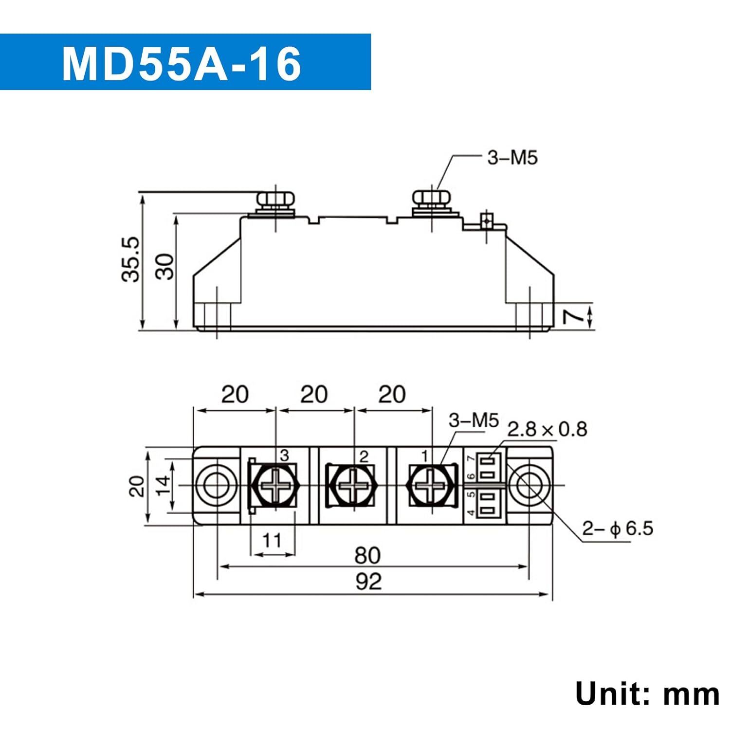 12V 1 Way Diodes MD 55A(50Amp)-16;To Prevent Backfeed;Use Voltage Range
