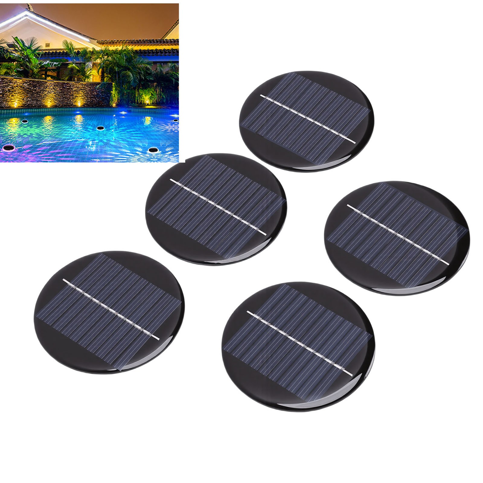 5pcs Round Monocrystalline Silicon Solar Panel For Small Devices PWJM