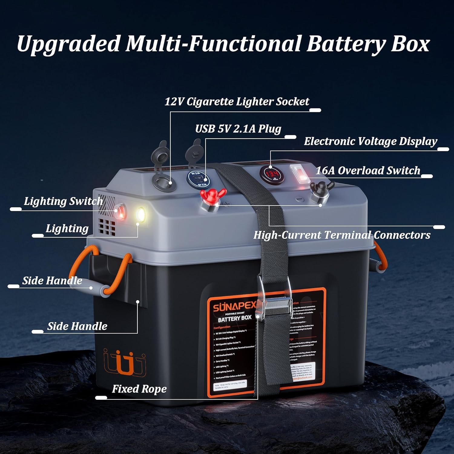 Smart Battery Box 12V/24V – Multi Ports & Circuit Breaker
