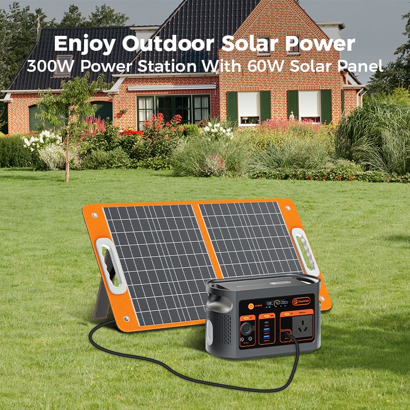 FlashFish E103 179.2Wh Portable Power Station Solar Generator & 60W Solar Panel