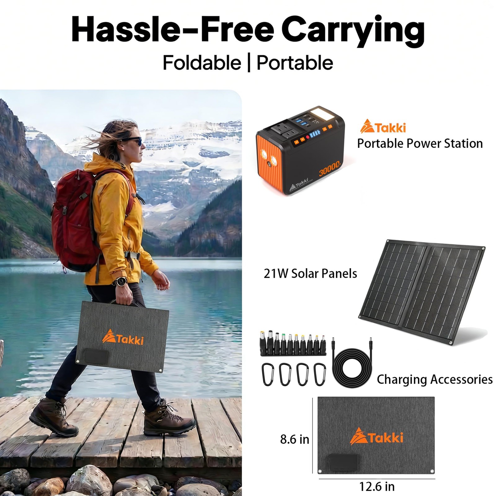 111Wh Portable Solar Generator Power Station with 21W Foldable Solar Panel, 1…