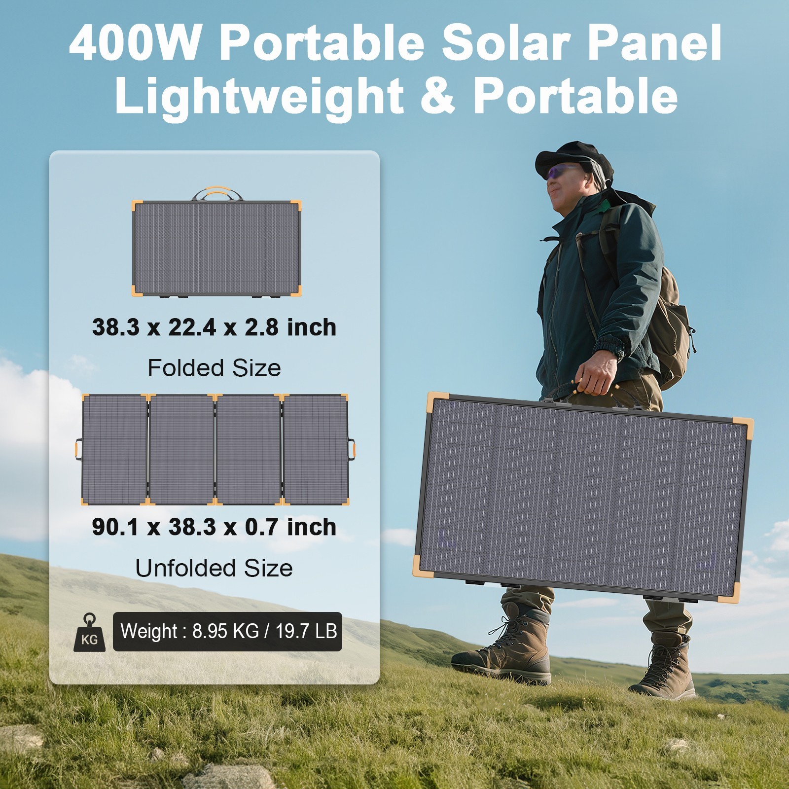 MHPOWOS 100w 200w 400w Bifacial Solar Panel for Jackery Explorer Power Station
