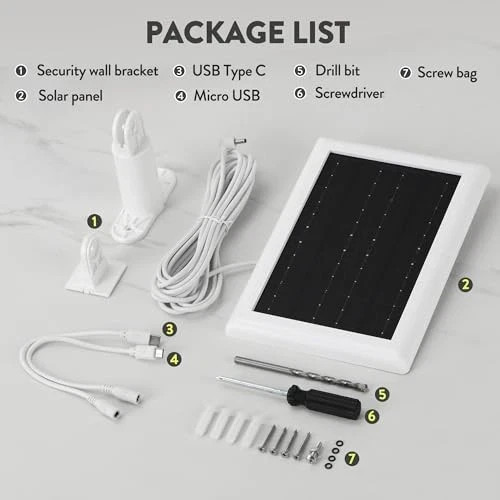 Ring Solar Panel(2nd Generation), 5W Ring Solar Panel Charger with 2Pack White