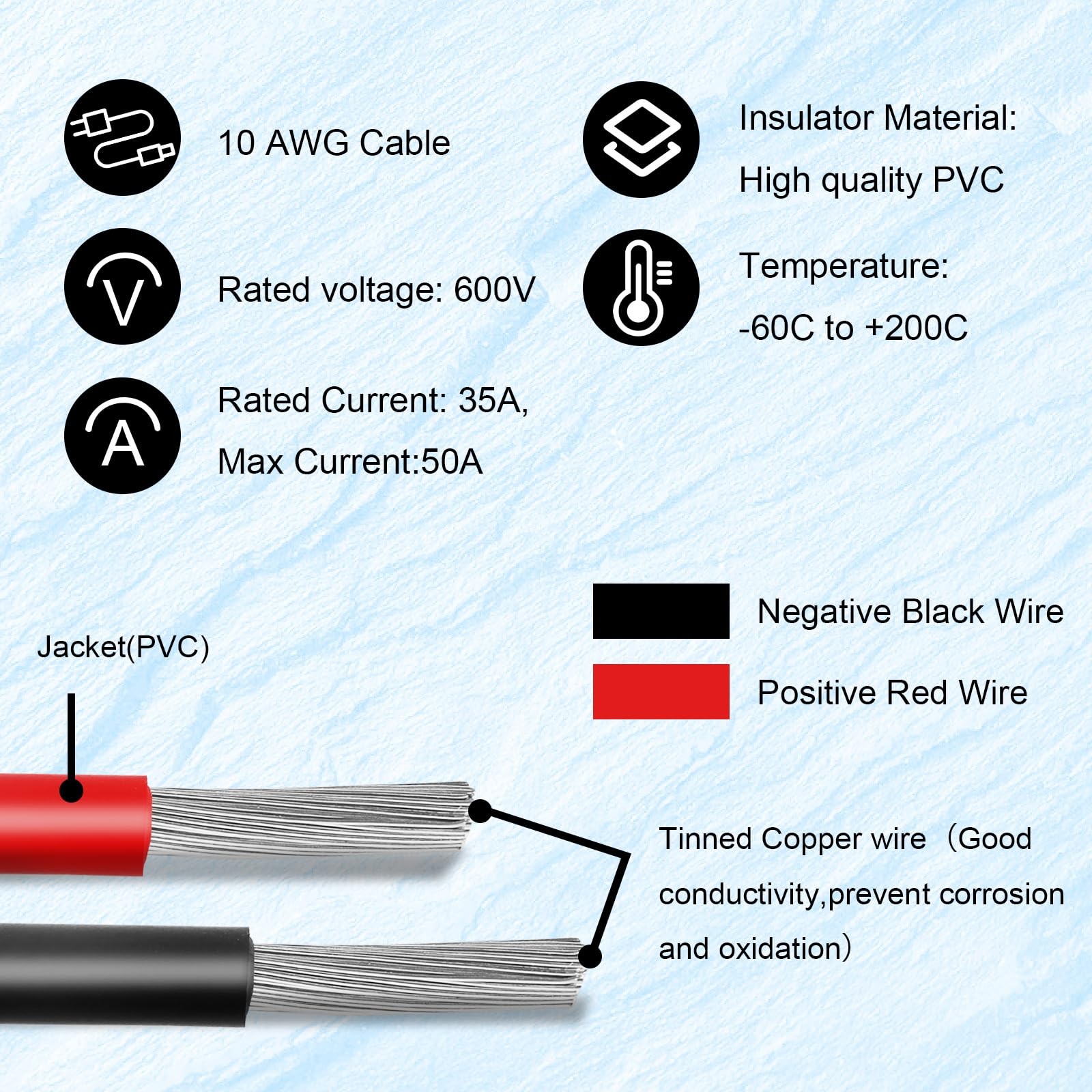 SAE Extension Cable 10 AWG 20FT Quick Disconnect Wire Battery Charger Cord