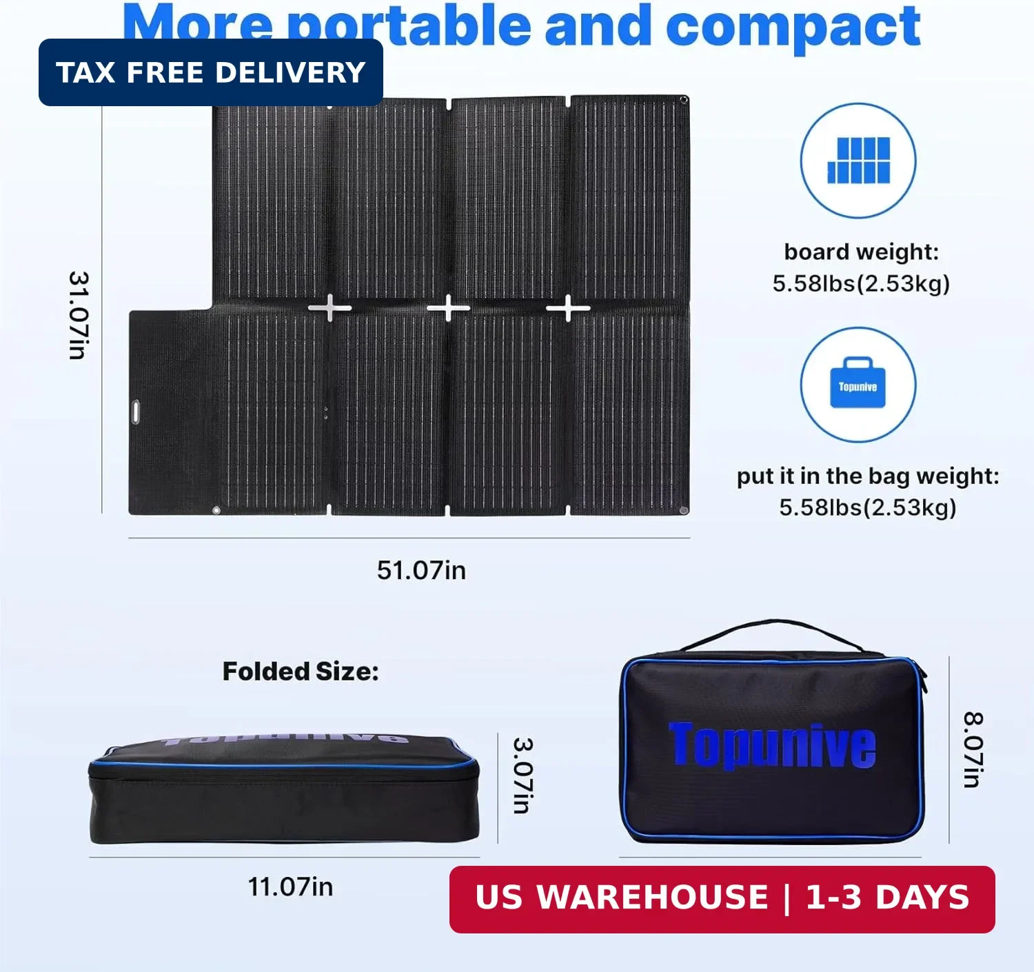 Foldable Solar Panel 100W for Portable Power Station Laptop, Portable Solar Char
