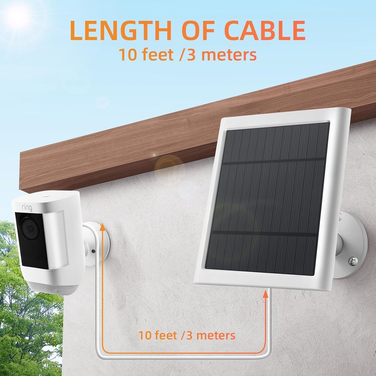Solar Panel for Ring Camera, 4W Solar Charger Compatible with Rings Spotlight…