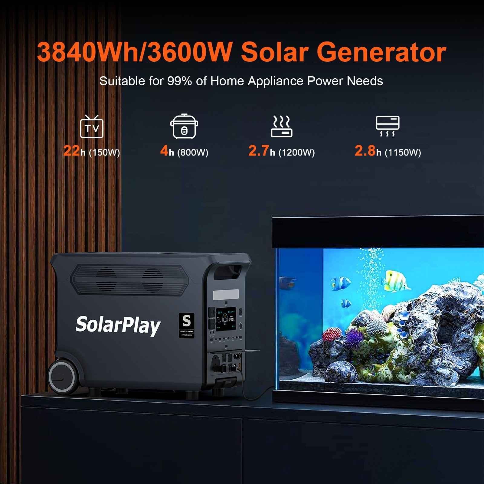 SolarPlay 3600W&3840Wh LiFePO4 Portable Power Station With 400W Solar Panel