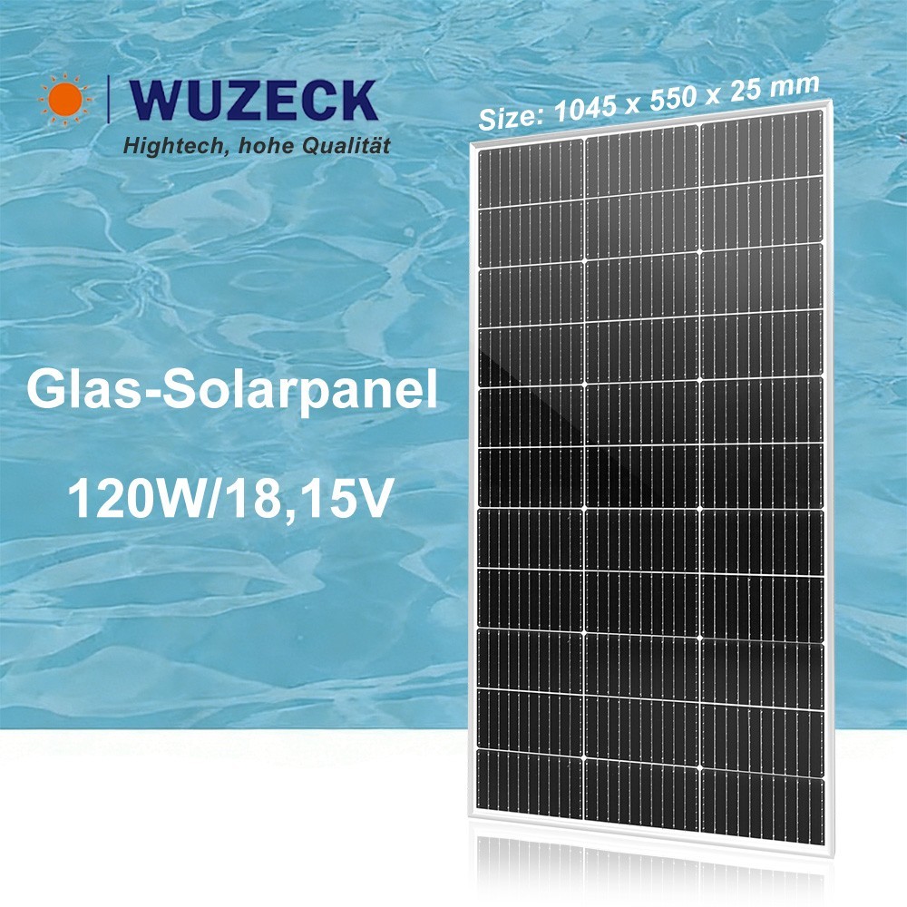 120W Watt Glass Solar Panel Monocrystalline PV Modul for RVs Camping Boat IP68