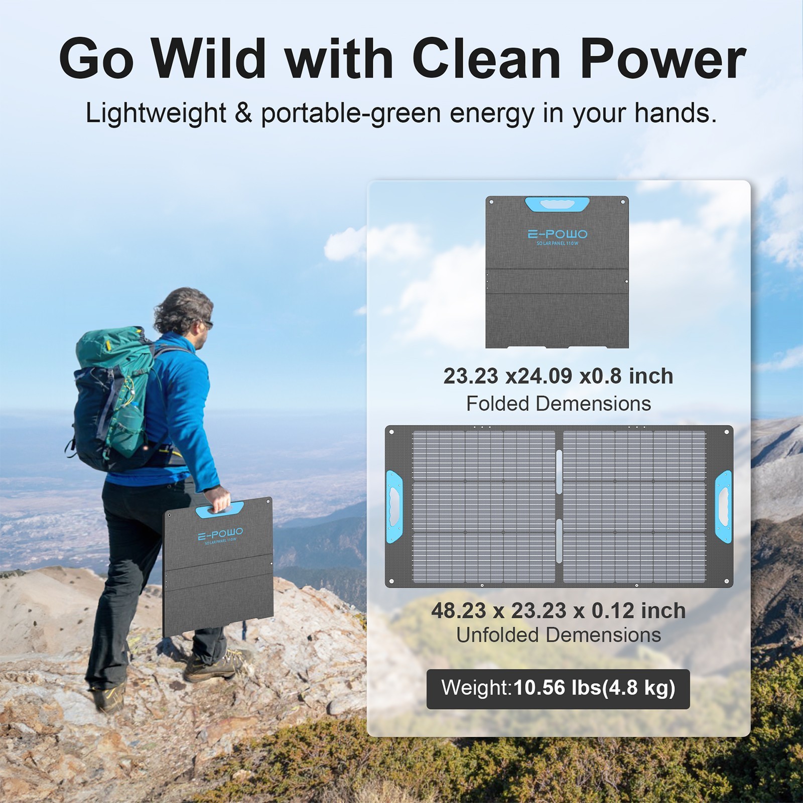 E-POWO 110w 220w 440w Solar Panel Solar Charger for Ecoflow Anker Power Stations