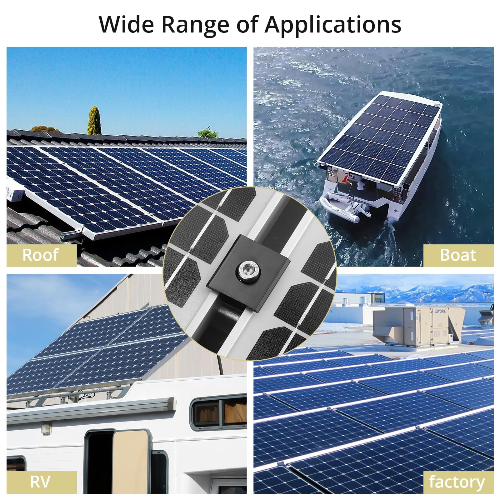 10pcs Solar Panels Mid Clamps for Unistrut, Aluminium Solar Panel Brackets 30…