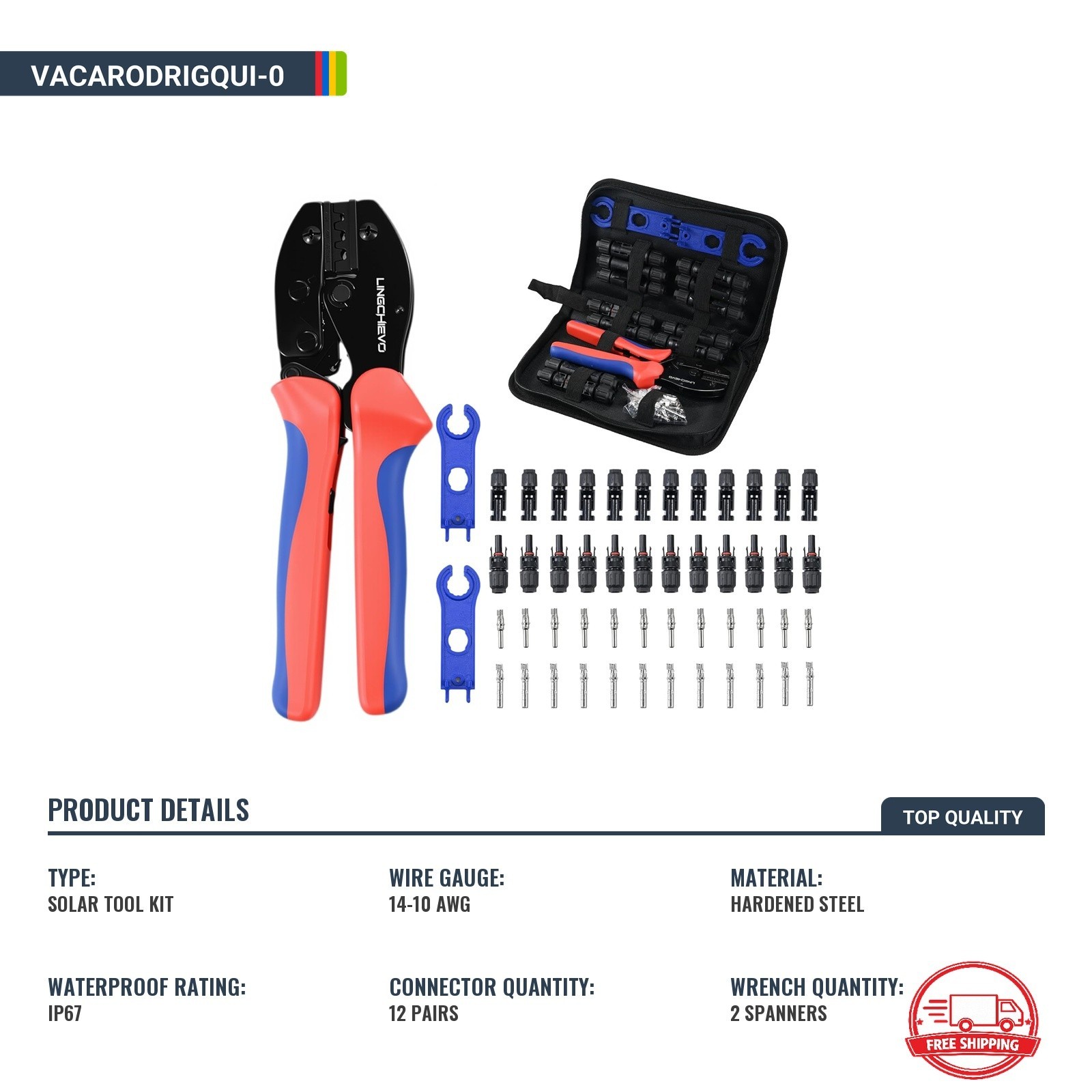 Kit Herramientas Solar Conectores MC4 Llaves Crimpadora Panel Solar 14 10 AWG