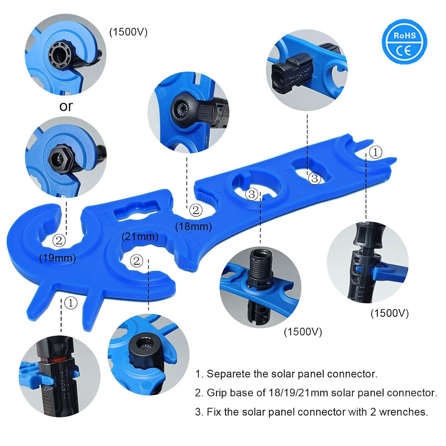 1 Pair 18/19/21mm MC-4 Assembly Disassembly Crimping Tool for Solar Panel Cable