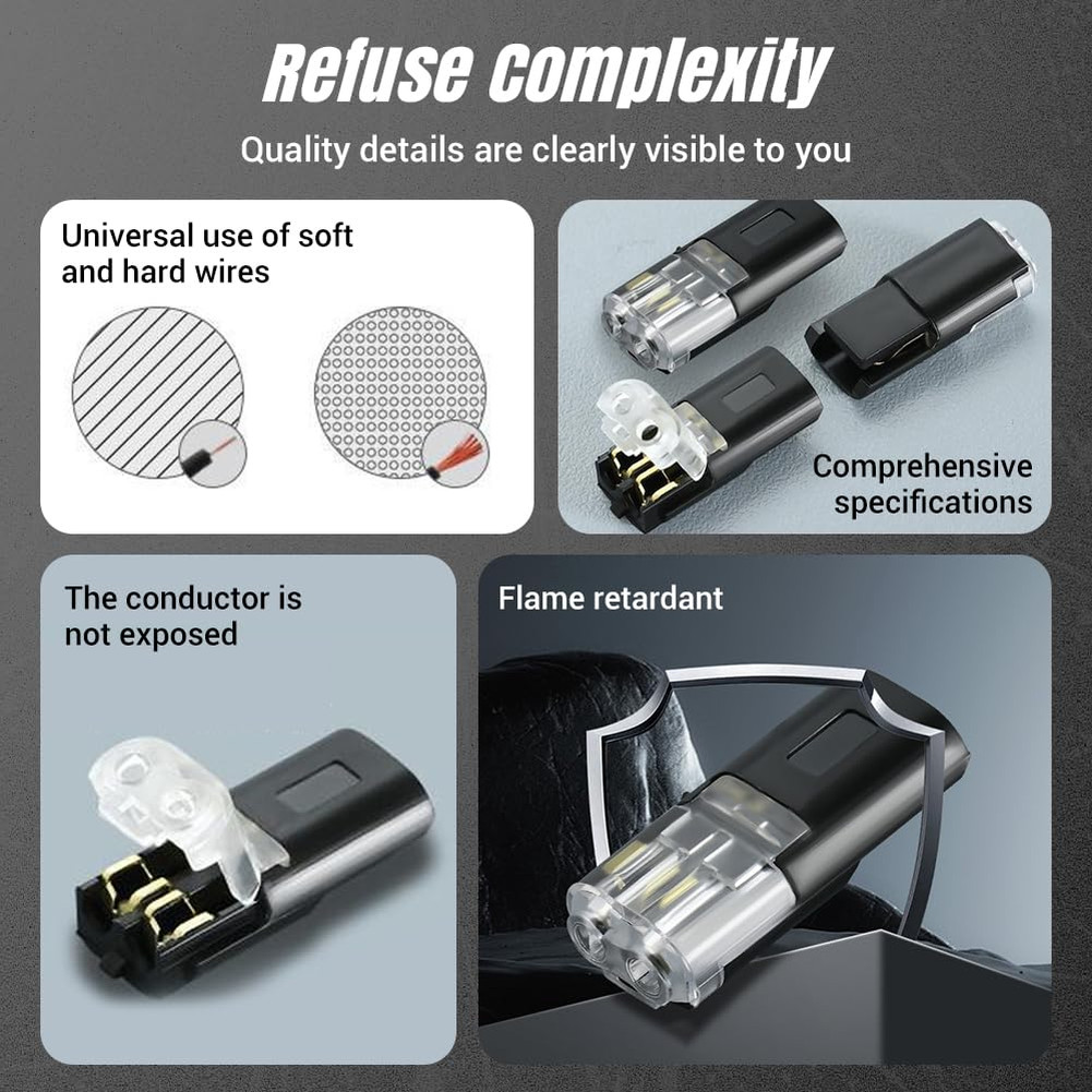 Flame Retardant Double Wire Plug-in Connector for LED Strips and Appliances