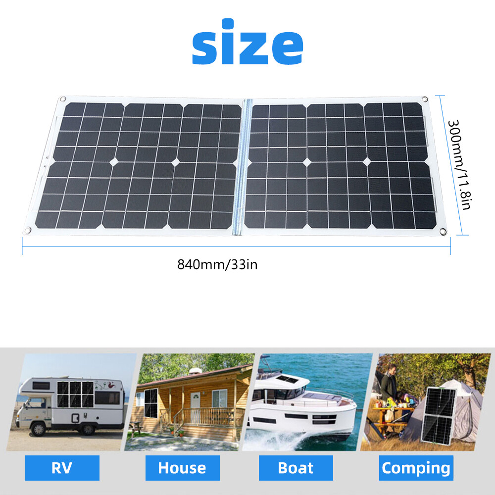 Solar Panel Kit Folding Power Bank USB Outdoor Camping Hiking Phone Charger US