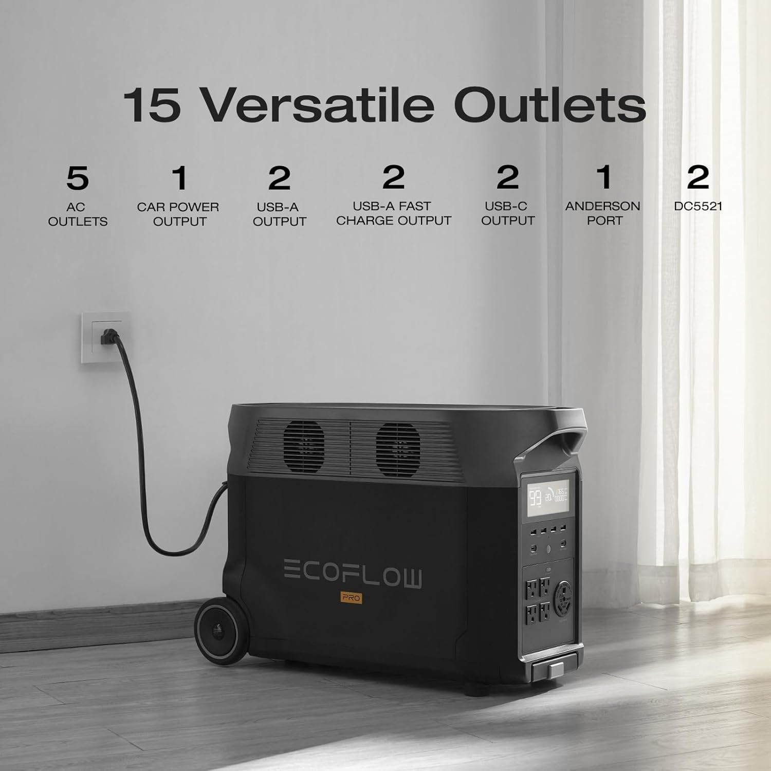 EF ECOFLOW Portable Power Station 3600Wh DELTA Pro, 120V AC Outlets X , 3600W, .