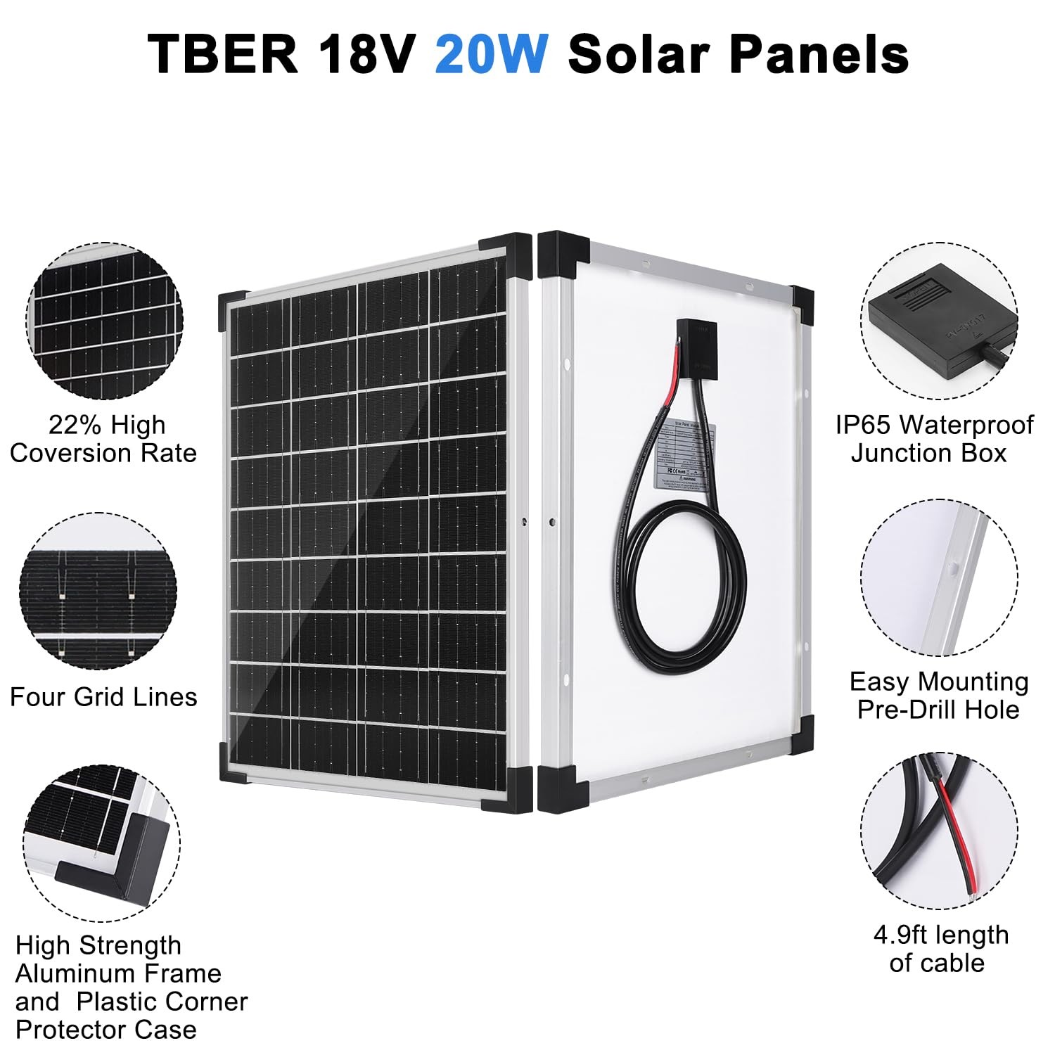 Solar Panel Kit 20W 12V, Solar Battery Charger with 10A Charge Controller and…