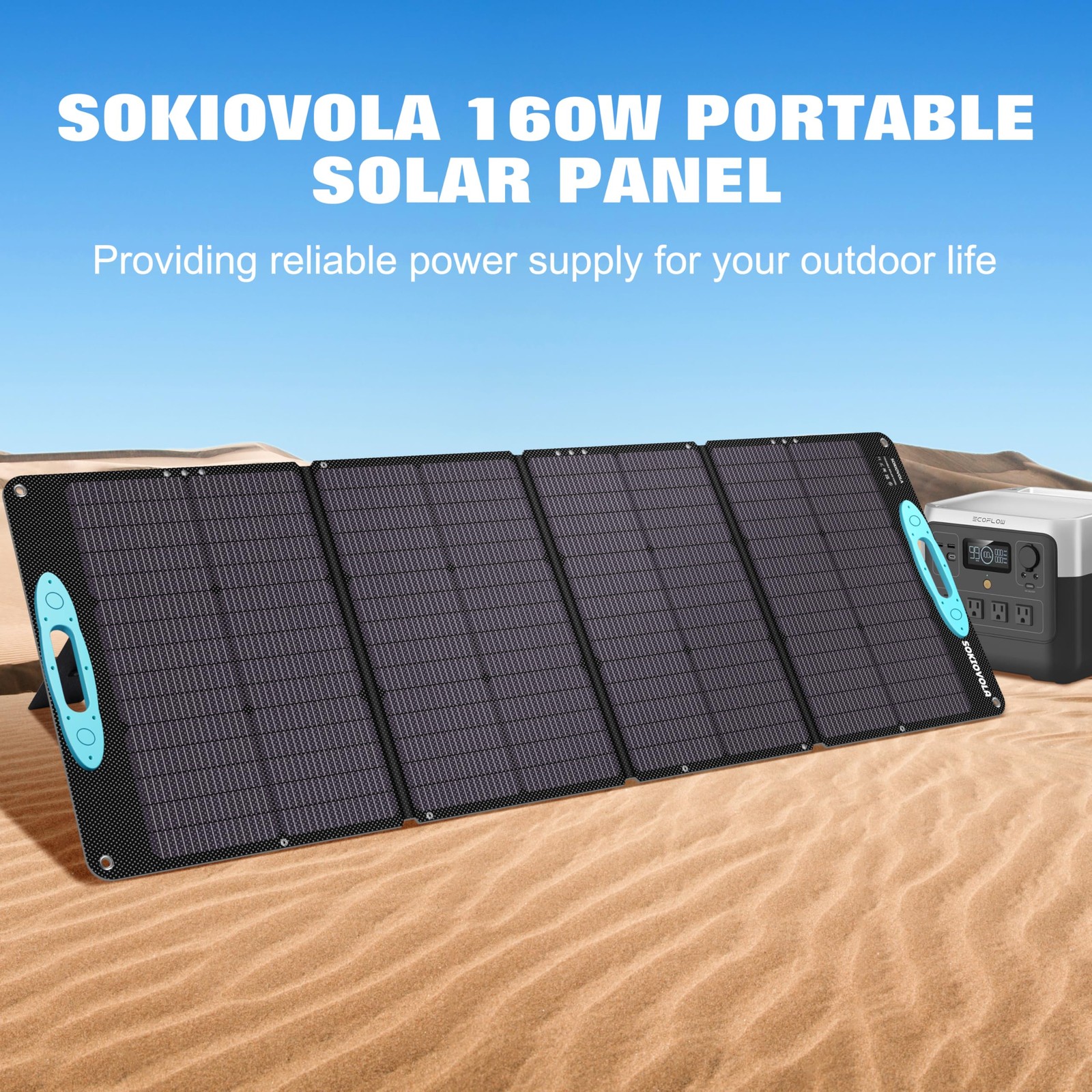 SOKIOVOLA 160W 18V Portable Solar Panels for Power Station,25% High Conversio…
