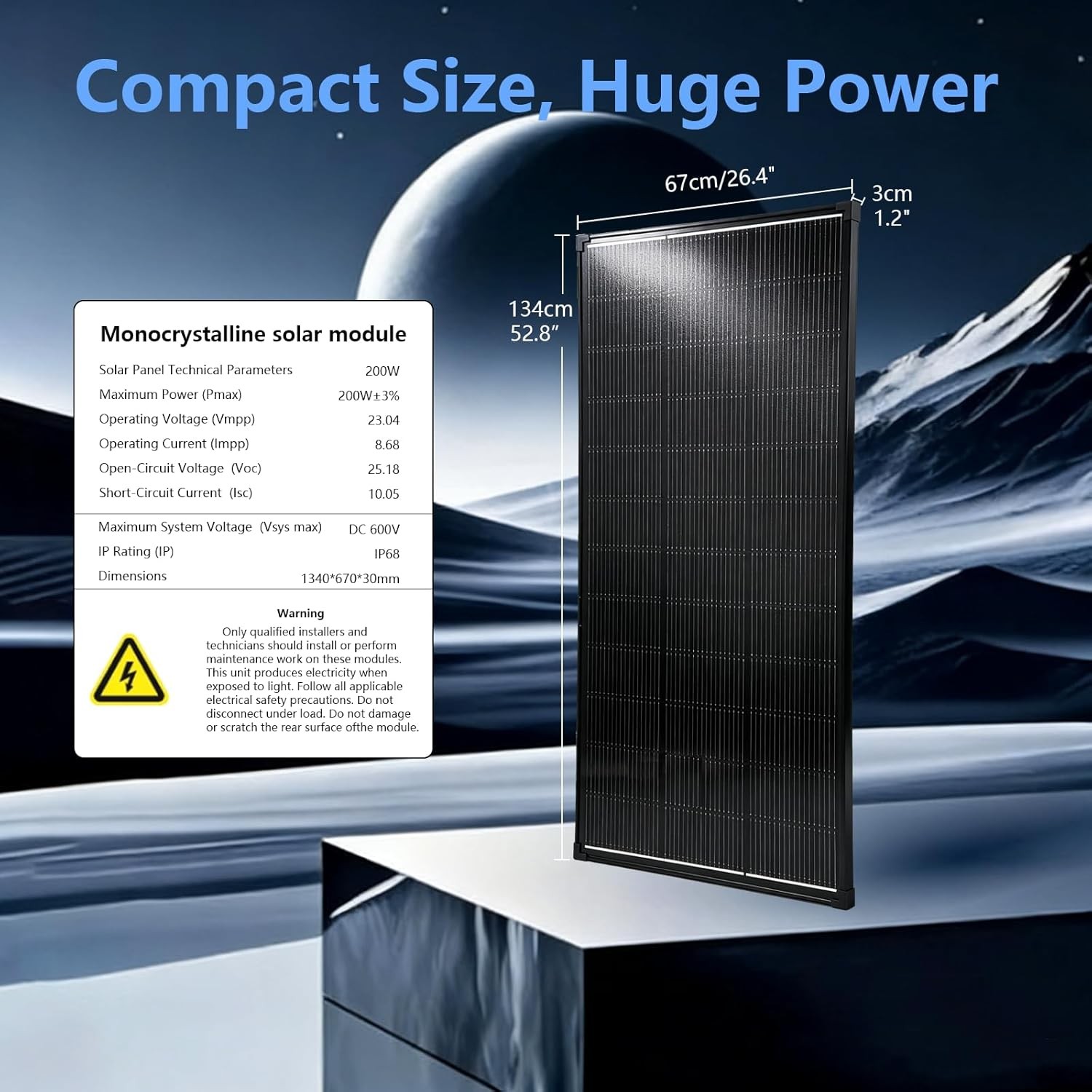 200W Solar Panel 18BB N-Type Monocrystalline 12V IP68 Waterproof
