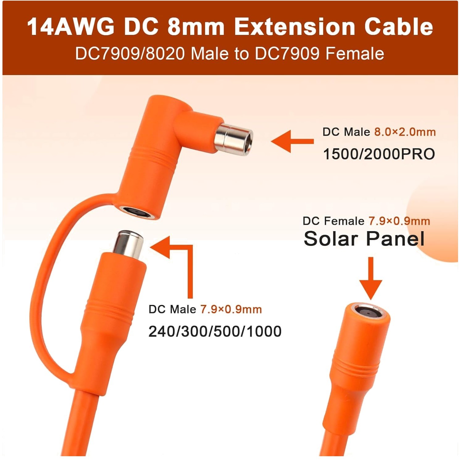 Solar Panel Extension Cable 25FT – Female to Male
