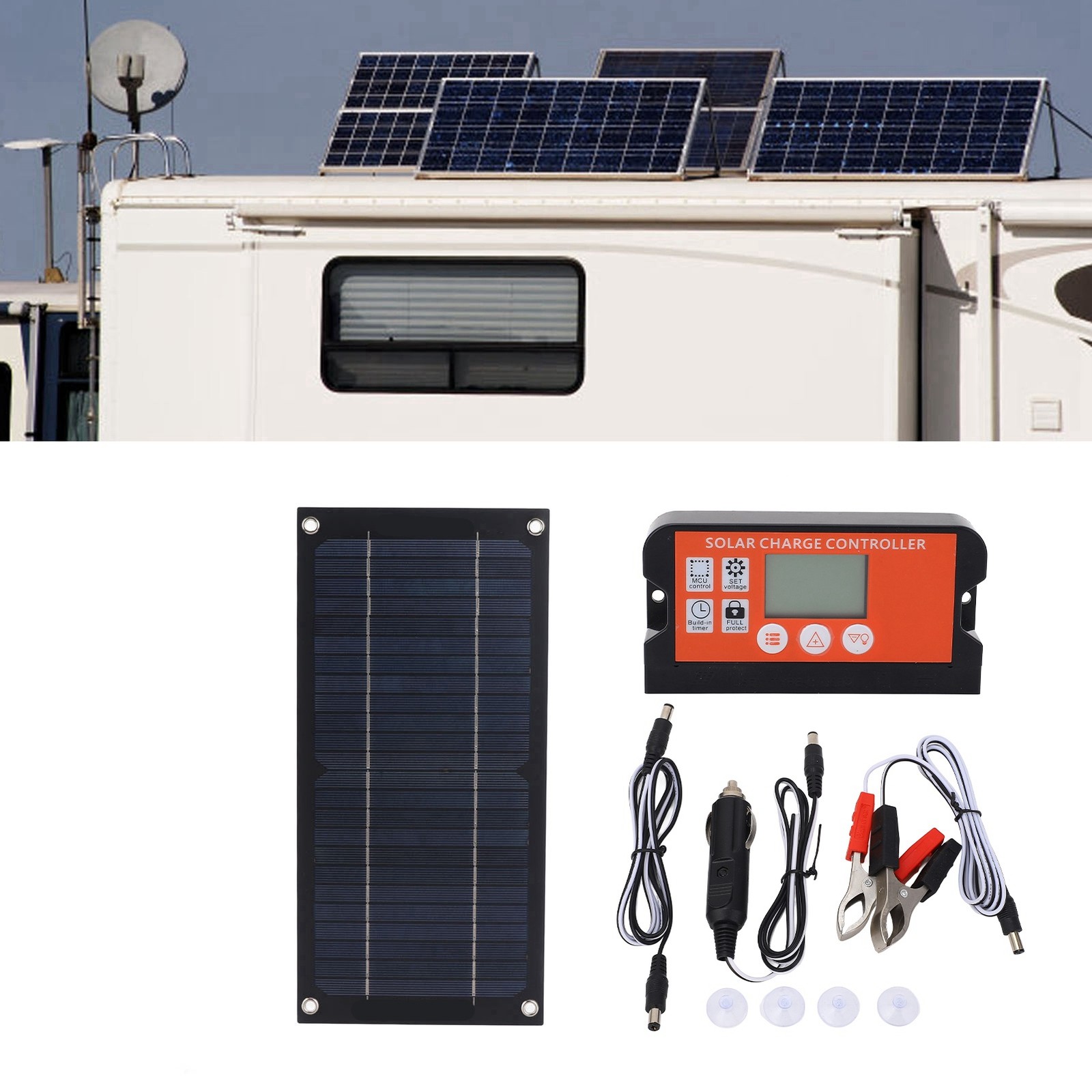 10W Solar Panel Kit 18V Battery Charger W/ Controller Caravan Boat RV Car