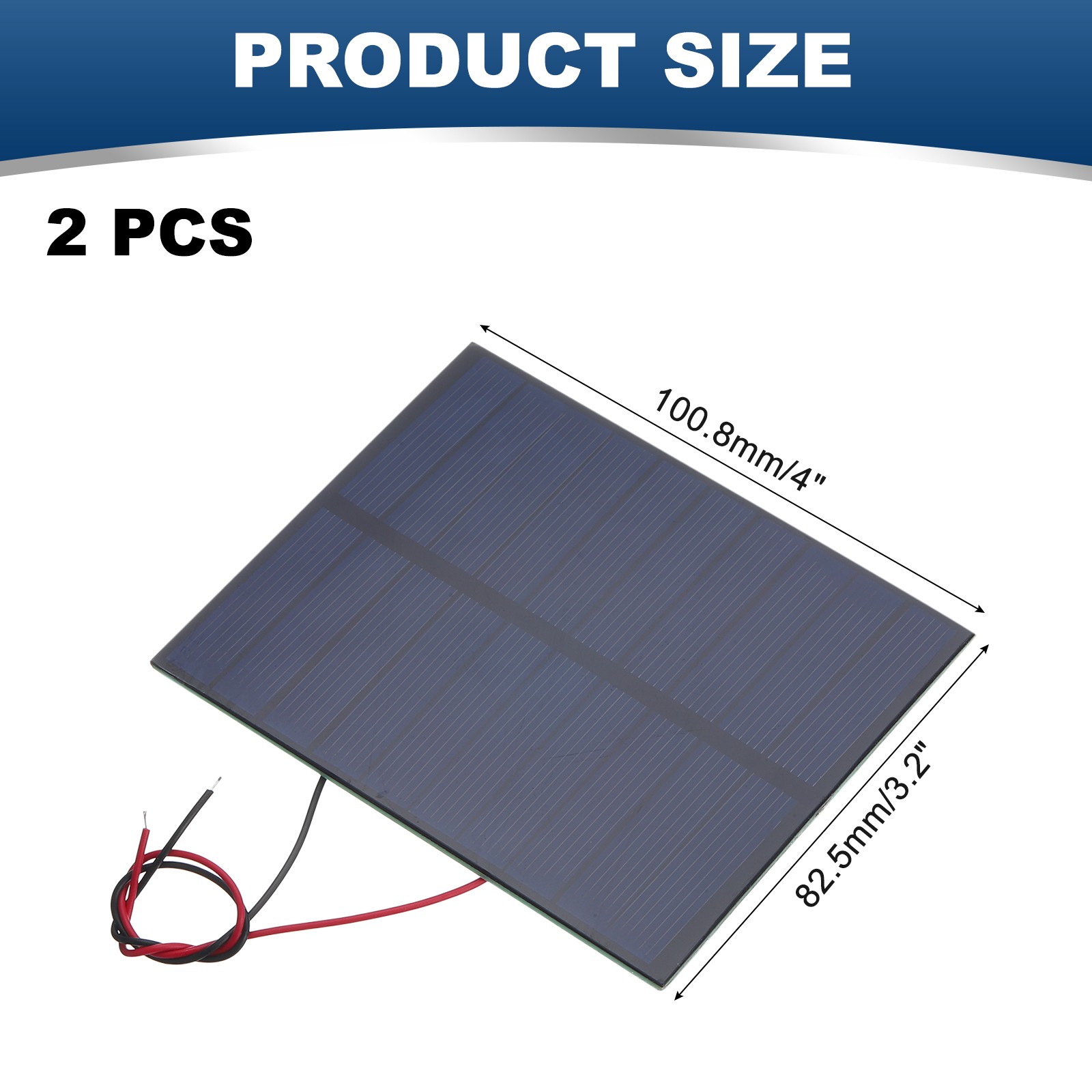 2 Mini 5V 1.15W 230mA Solar Panels with 2 Cables, 100.8×82.5mm for DIY