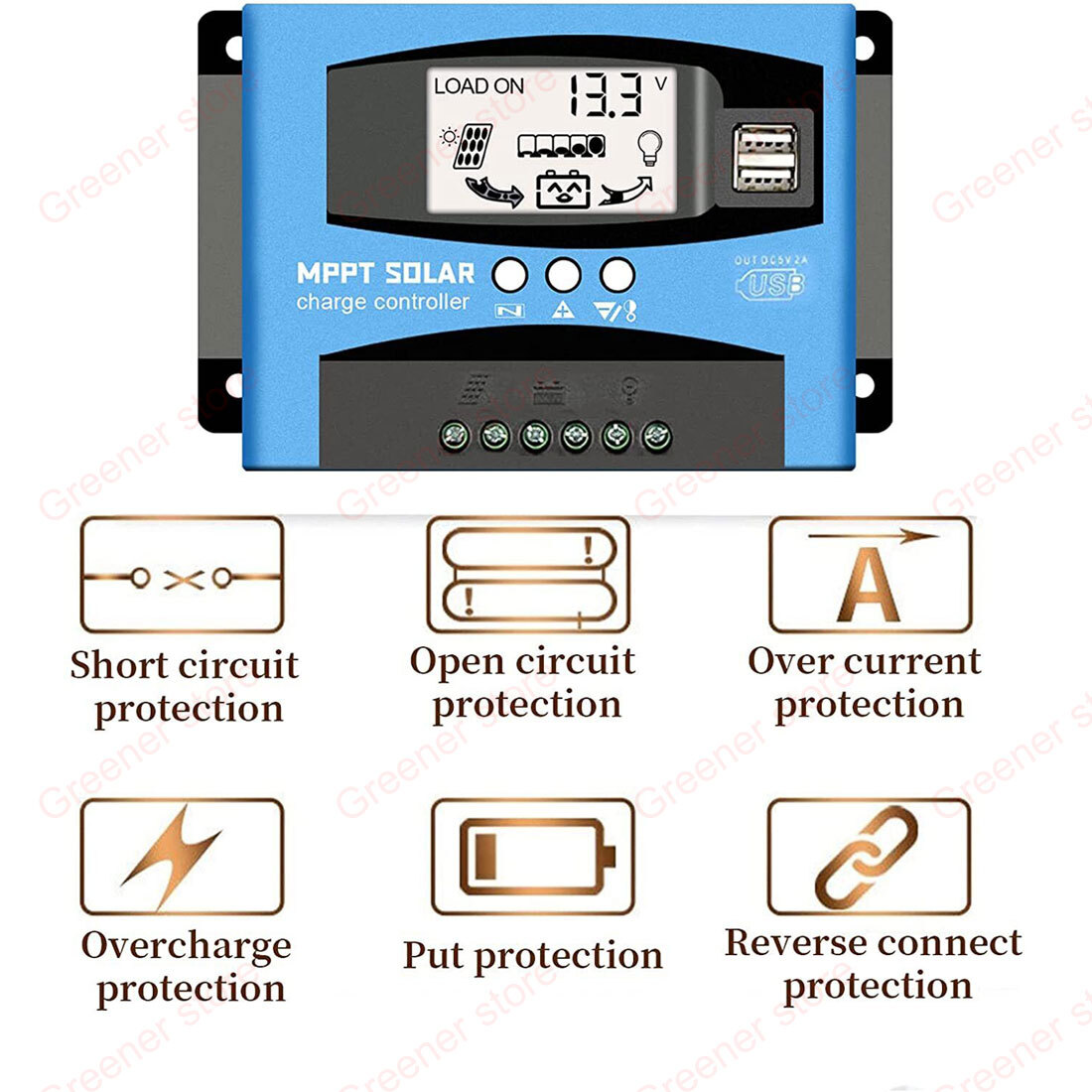 MPPT 30A-100A Solar Panel Regulator Battery Charge Controller Auto 12V/24V LCD