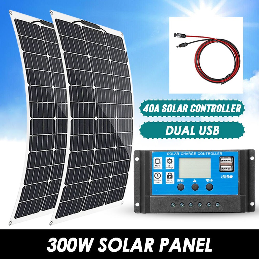 150 Watts Solar Panel Kit 12V Battery Charger with Controller Caravan Boat