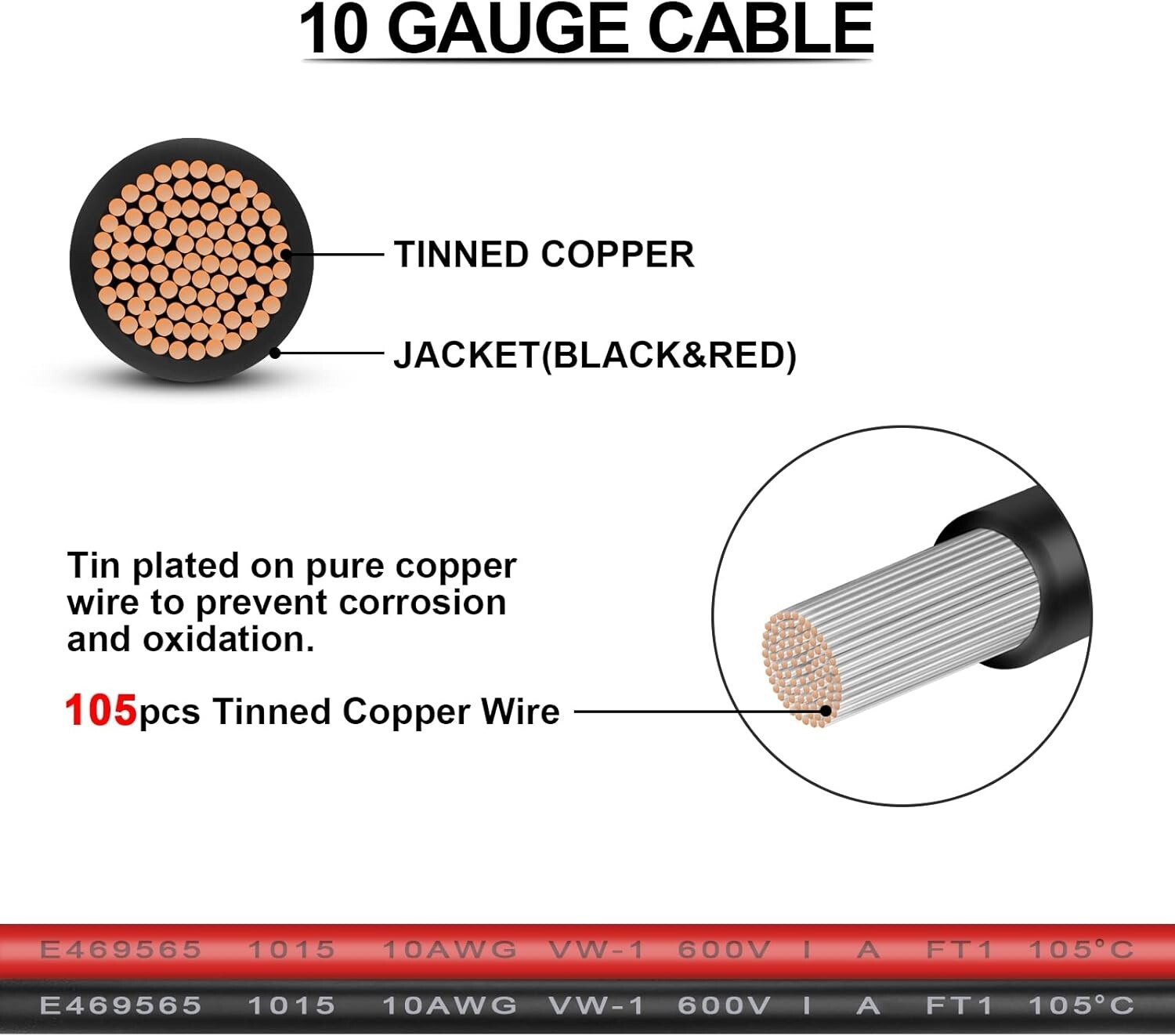 10AWG Solar Panel Connector Cable, 20Ft SAE to Male & Female for RV Power
