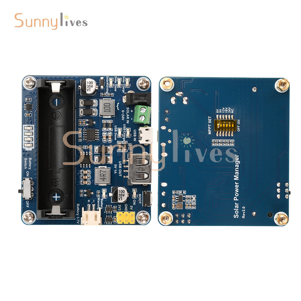 6V~24V Solar Panel Power Management Module Support MPPT 850mAh Li-ion Battery