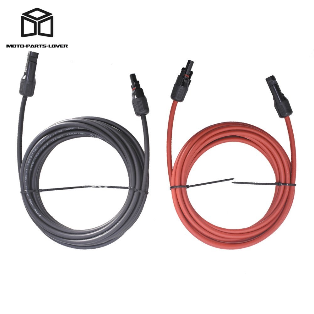 10 AWG 15ft 1 Pair Solar Panel Extension Cable Wire Connector